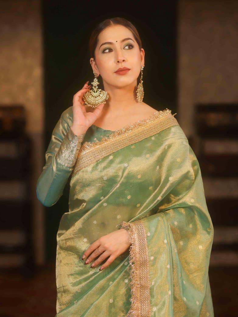 Royal Banarasi Maharani Tissue Silk Saree with Rich Zari Weave & Regal Pallu