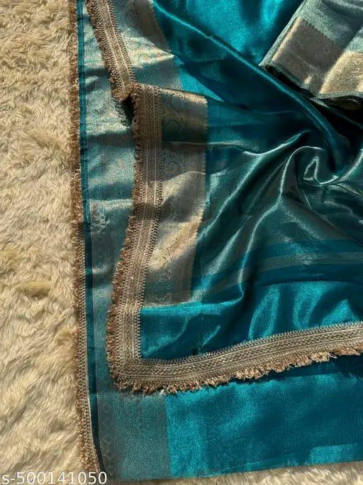 Maharani Blue Tissue Banarasi Saree with Rich Zari Border