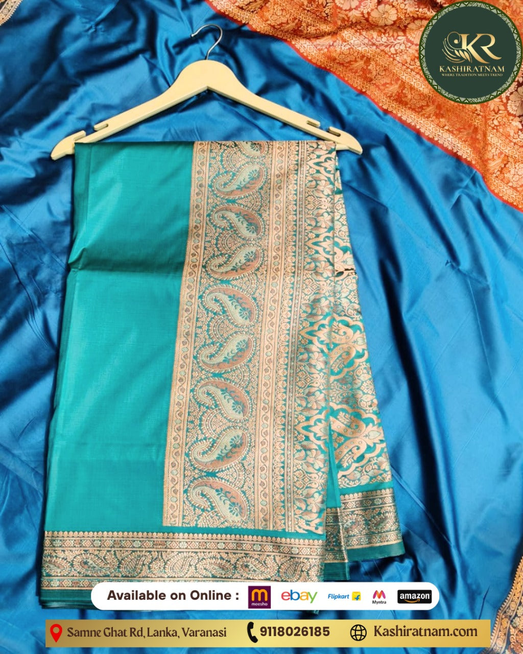 Royal Blue Banarasi Katan Silk Saree with Rich Zari Border