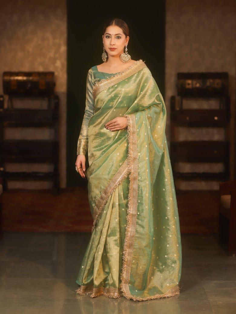 Royal Banarasi Maharani Tissue Silk Saree with Rich Zari Weave & Regal Pallu