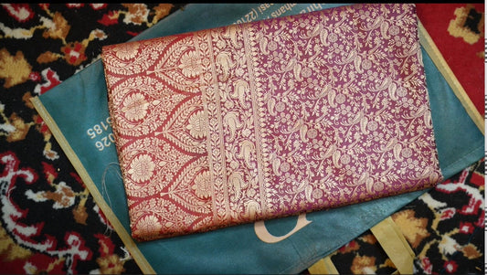 Pashmeena Silk Banarasi Saree with Intricate Zari Jaal Work