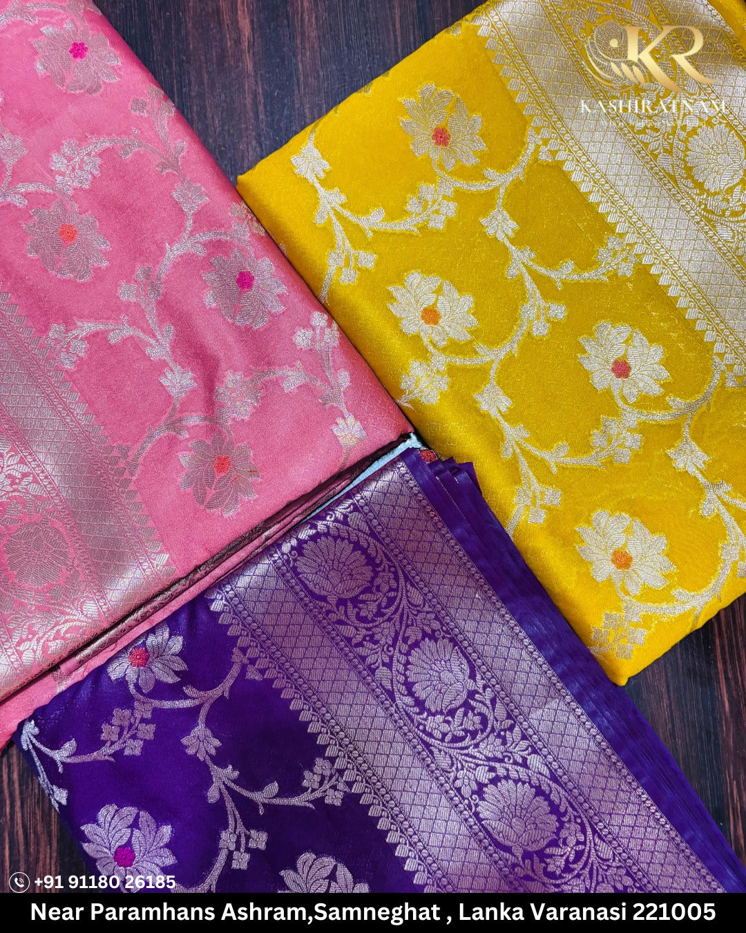 Majestic Pink Banarasi Katan Silk Saree with Golden Zari Border