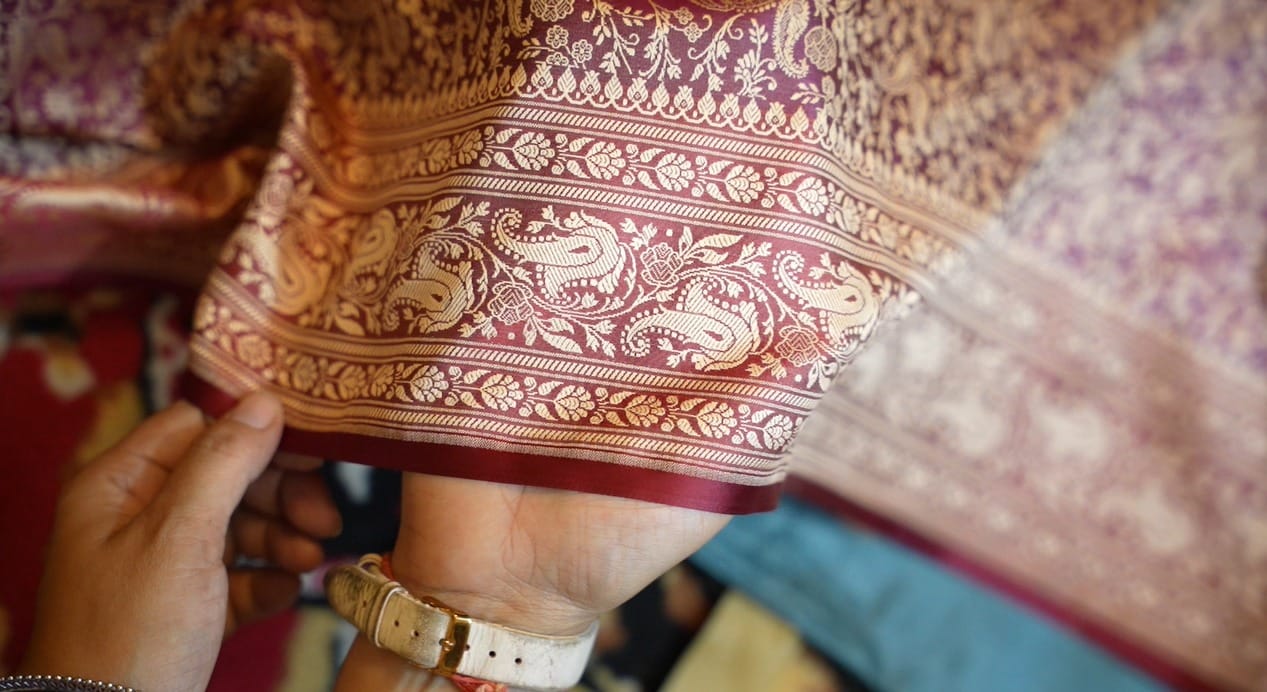 Pashmeena Silk Banarasi Saree with Intricate Zari Jaal Work