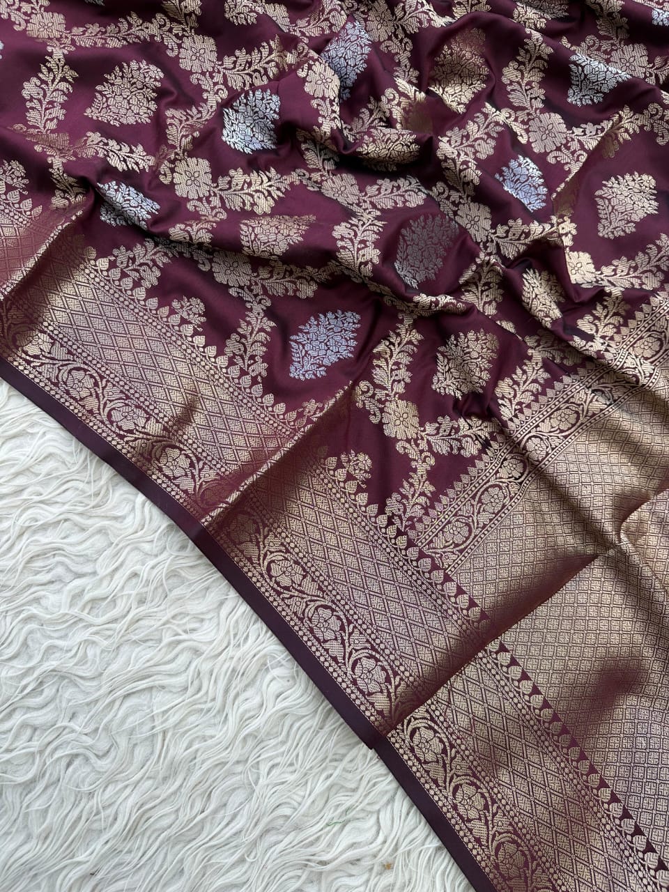 Maroon Royal Zari Work Banarasi Katan Silk Saree