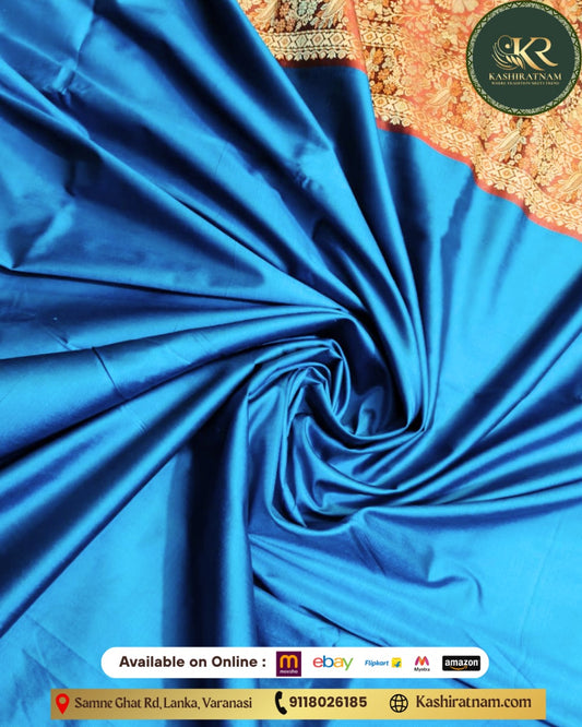 Royal Blue Banarasi Katan Silk Saree with Rich Zari Border