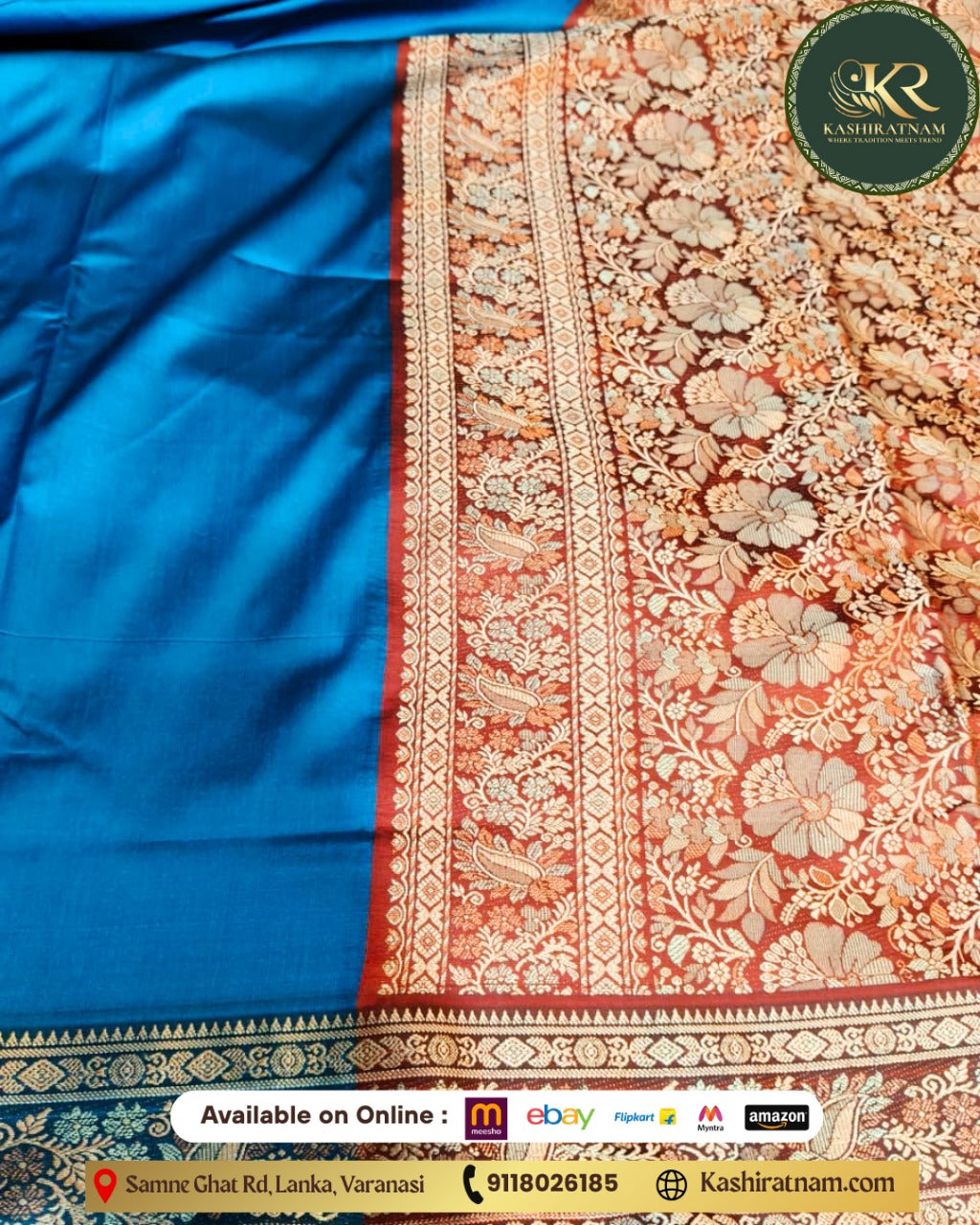 Royal Blue Banarasi Katan Silk Saree with Rich Zari Border