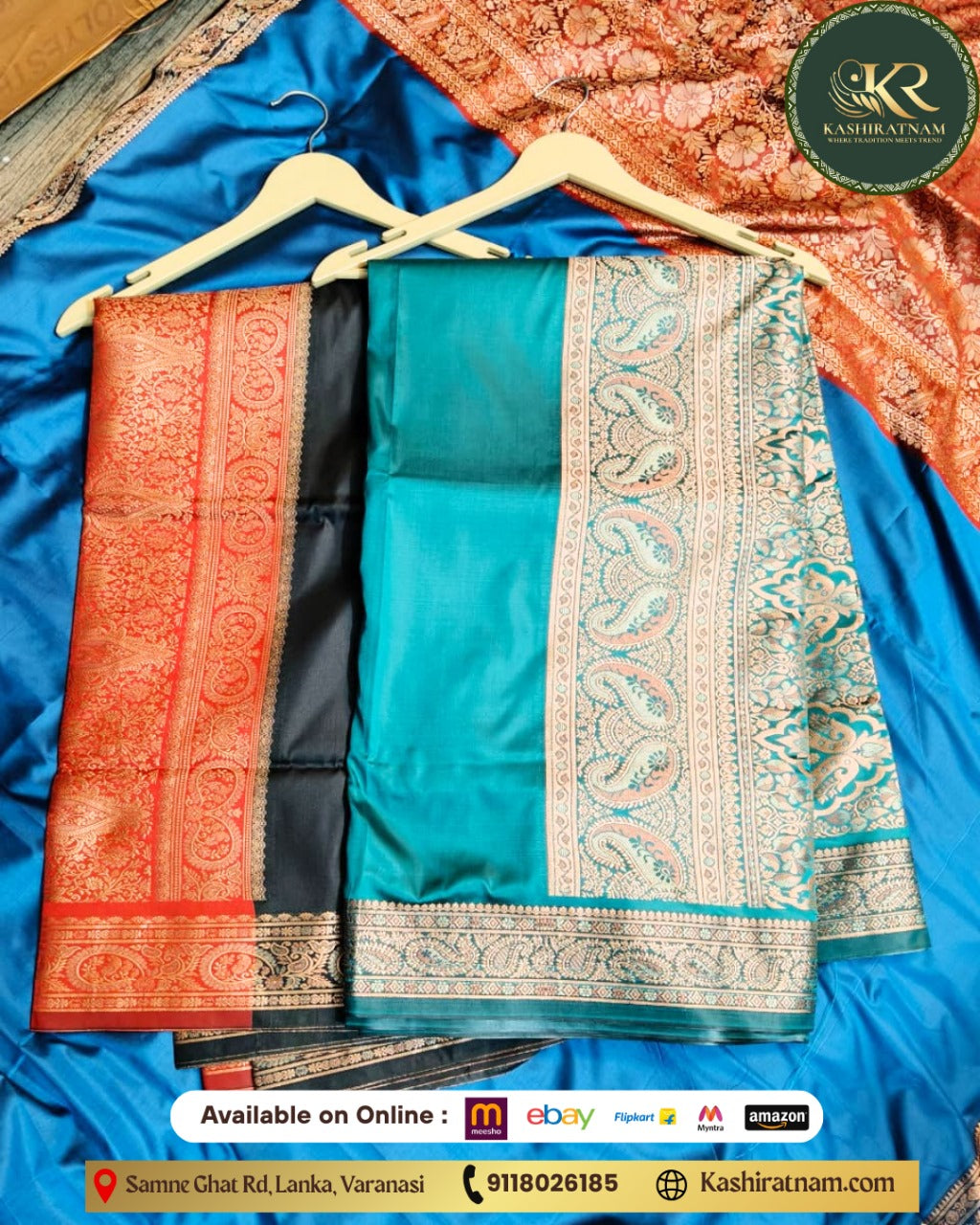 Royal Blue Banarasi Katan Silk Saree with Rich Zari Border