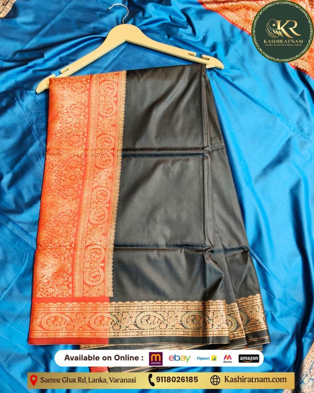 Royal Blue Banarasi Katan Silk Saree with Rich Zari Border